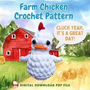 Plush Country Chicken Easy Crochet Pattern, Rooster No Sew Crochet Pattern, No Sew Chicken Amigurumi  Patterns, Chicken Crochet Pattern, PDF