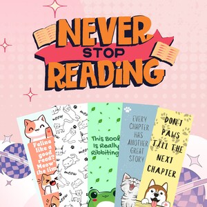 Adorable Critters Bookmark Set - 5 Pack Cute Themed Printable Bookmarkers for Book Lovers, DIY Cute Bookmarks, Bookmark PNG, Bookmark SVG