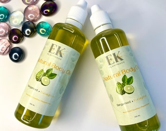 Aceite corporal totalmente natural de bergamota y eucalipto: nutre, hidrata y revitaliza la piel