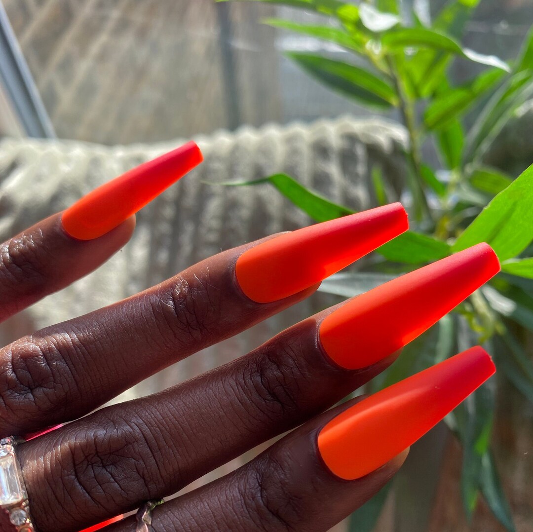 LUXURY Red And Orange Ombr Coffin Shape Press On Nails Etsy luxury-red-and-orange-ombr-coffin-shape-press-on-nails-etsy