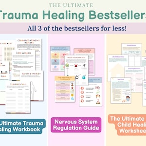 Trauma Healing Bundle, trauma workbook, nervous system regulation, inner child, trauma recovery, PTSD worksheet, polyvagal, trauma response