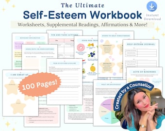 Self Esteem Worksheets | confidence building, inner critic, personal boundaries, self-sabotage worksheets, self-esteem for teens and adults