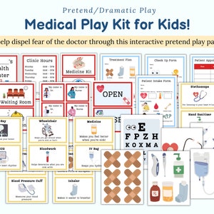 Doctor Pretend Play Printable, medical play, play therapy, hospital pretend play, child life specialist, preschool activities, dramatic play