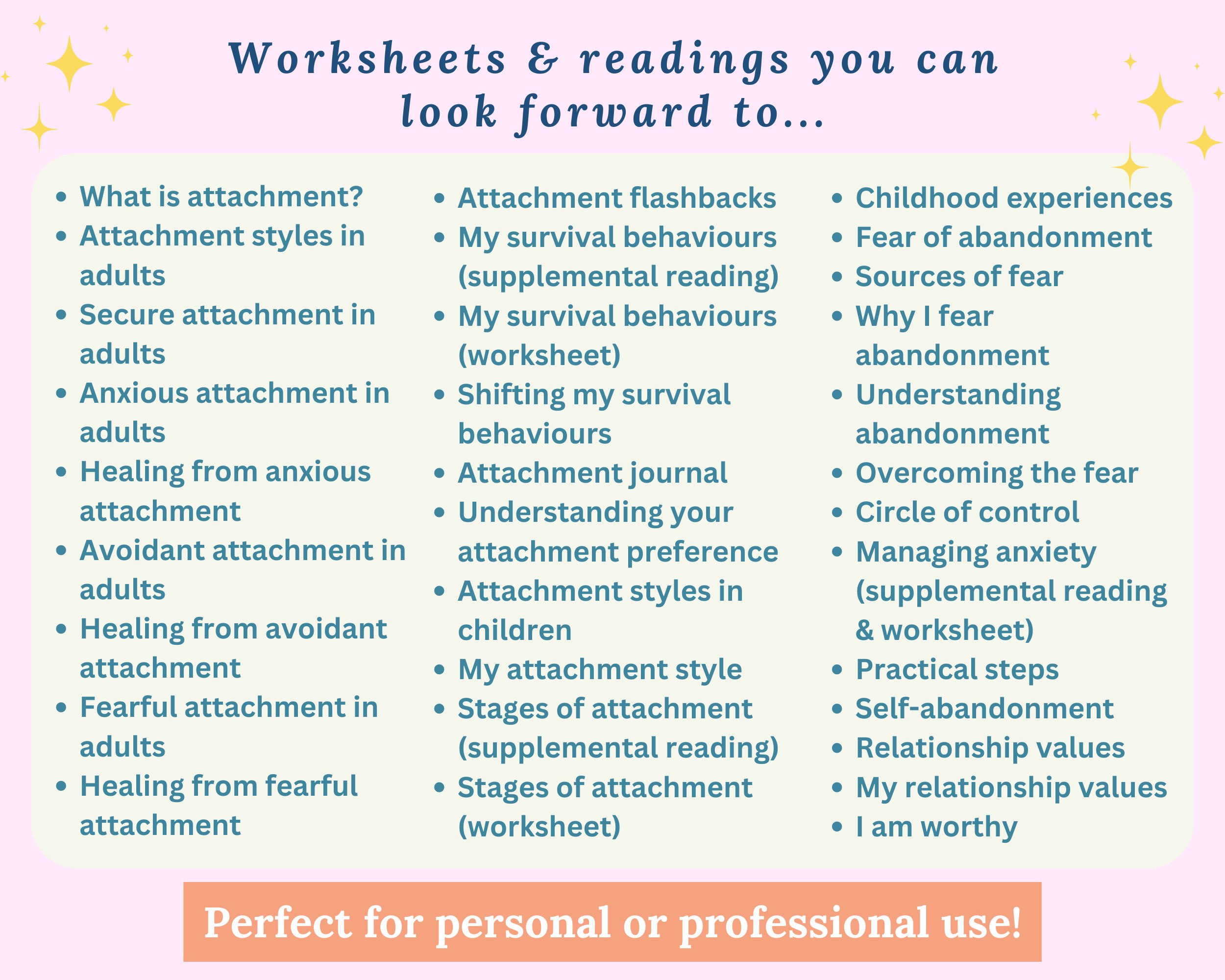 Attachment worksheets abandonment attachment styles heal etsy