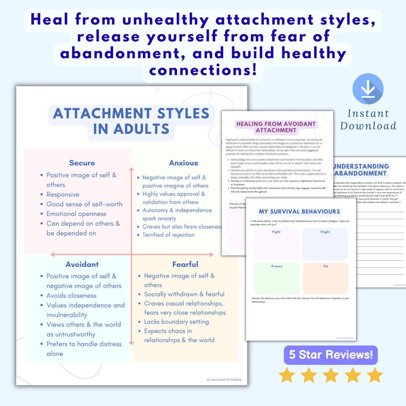 Attachment Styles Workbook, Heal Anxious Attachment, Core Wounds ...