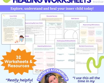 Inner Child Worksheets for Adults, reparenting inner child, attachment styles, childhood trauma worksheets, core wounds, inner child healing