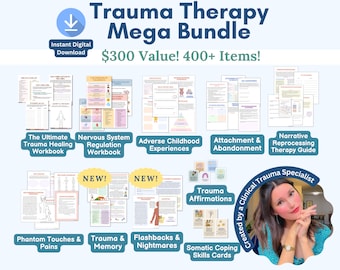 Trauma therapy bundle, trauma recovery, trauma healing, nervous system regulation, somatic exercises, trauma worksheet, PTSD CPTSD worksheet