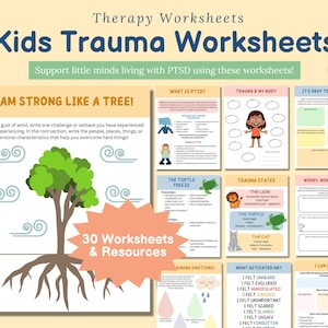 Trauma worksheets for kids, kids counselling, school counselling resources, trauma response, kids therapy, kids coping skills, child psych