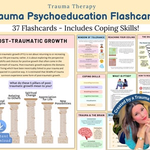 Trauma Therapy Psychoeducation, trauma therapy poster, trauma response, therapy tools, somatic therapy, heal from trauma, PTSD help, CPTSD