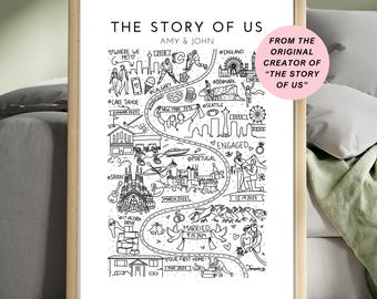 Relationship Map | Story of Us Love Story Map Anniversary Gift Wife Wedding Sign Relationship Timeline Map Engagement Gift Wedding Gift