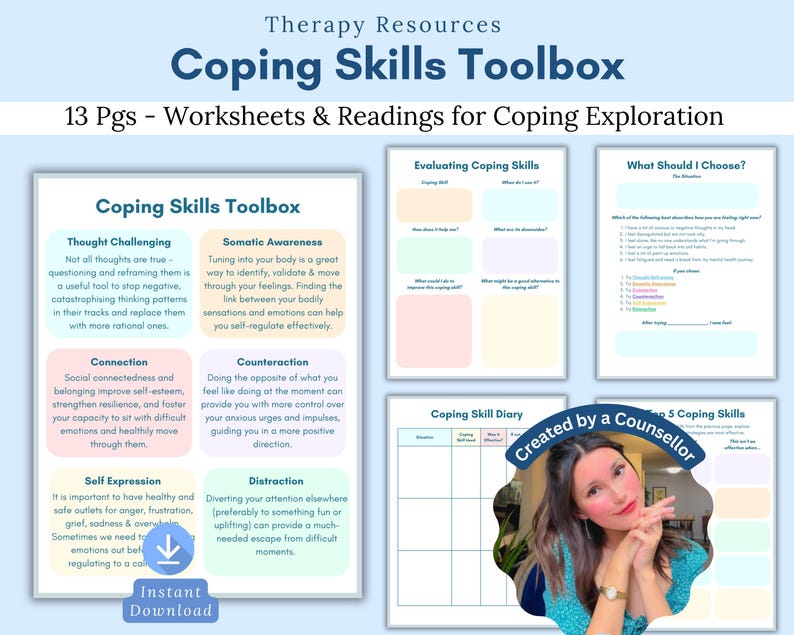 Coping Skills Toolbox for Adults, Self-regulation, Therapy Tools, Anger ...