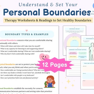 Personal Boundaries Worksheets, therapy worksheets, SEL, social emotional, healthy relationships, couples therapy, personal space, DBT, CBT