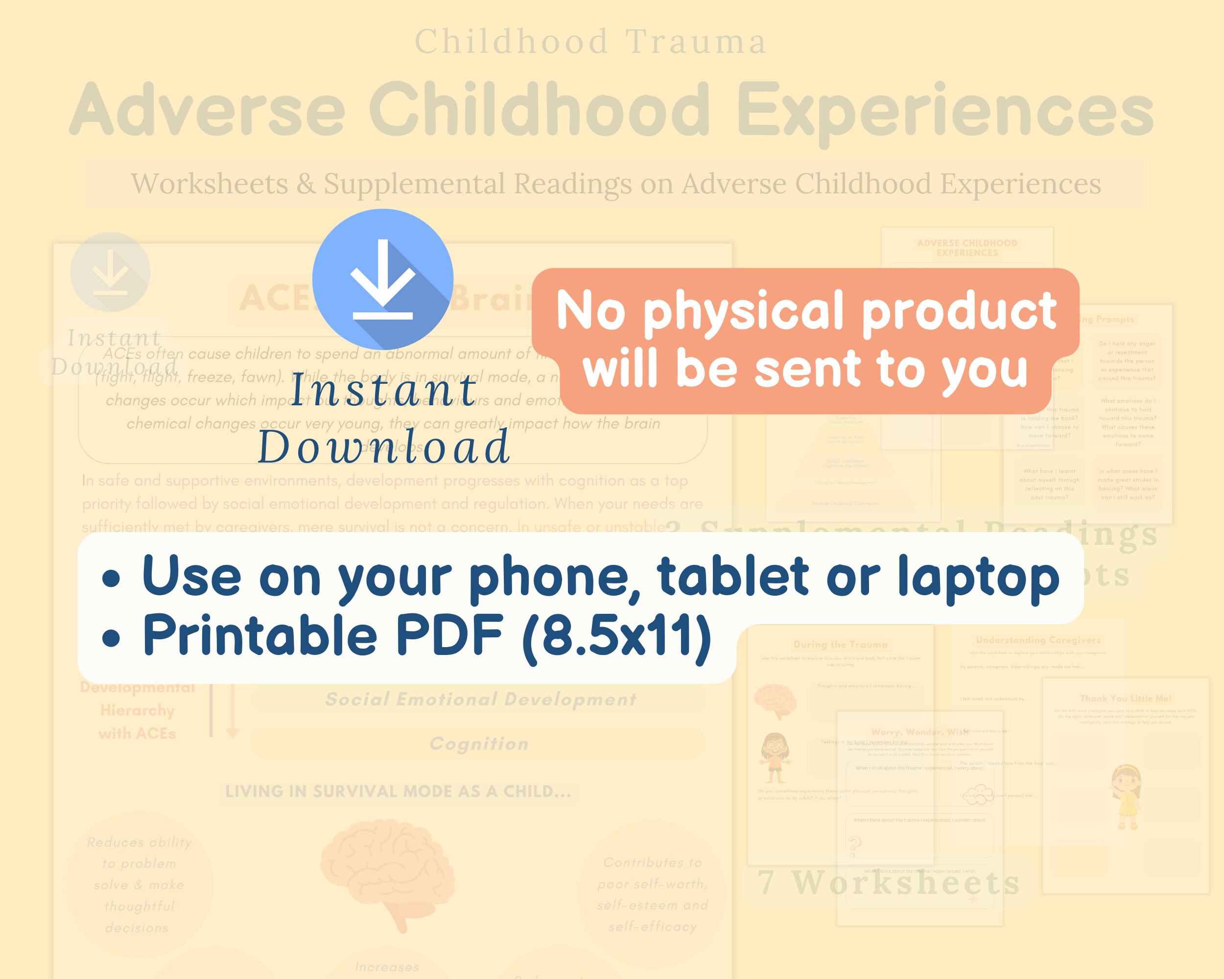 Adverse Childhood Experiences Worksheets & Readings, Childhood Trauma ...