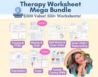 Therapy Worksheets, trauma healing, inner critic worksheets, shame spiral, anger management, PTSD worksheets, inner child healing work