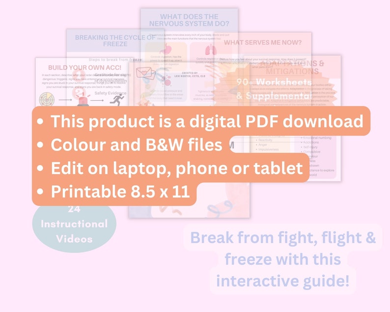 Fight Flight Freeze Workbook, Window of Tolerance, Trauma Response ...