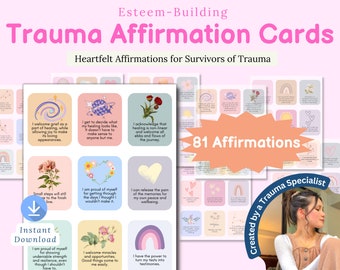 Affirmationskarten für Traumaheilung, PTSD, CPTSD, Trauma heilen, Traumatherapie, Aufbau von Selbstwertgefühl, komplexe ptsd, CBT, Therapiewerkzeuge