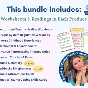 Trauma therapy bundle, trauma recovery, trauma healing, nervous system regulation, somatic exercises, trauma worksheet, PTSD CPTSD worksheet image 2