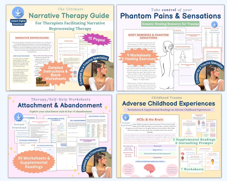 Trauma therapy bundle, trauma recovery, trauma healing, nervous system regulation, somatic exercises, trauma worksheet, PTSD CPTSD worksheet image 4