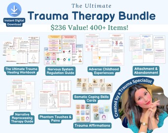 PTSD therapy bundle, trauma therapy, PTSD workbook, trauma worksheet, somatic exercises, trauma heal, trauma response, complex PTSD