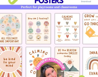 Pósteres de Rincón de la Calma para Niños / Decoración Imprimible de Rincón de la Calma / Gráficos de Mindfulness y Emociones para Descarga Digital para el Aula o el Hogar