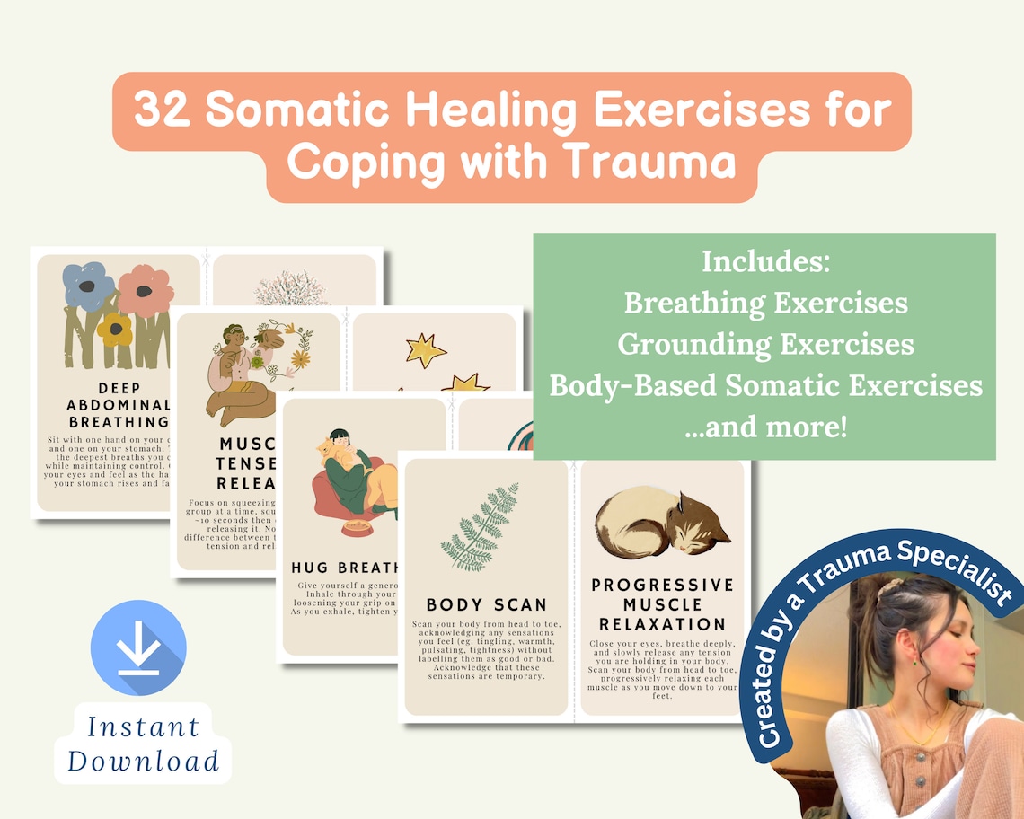 Trauma Healing Cards Somatic Therapy, Coping Skills Cards, PTSD, CPTSD