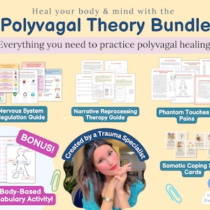Polyvagal Theory Bundle | Vagus nerve stimulation, window of tolerance, somatic therapy, trauma healing, PTSD therapy tools, trauma therapy