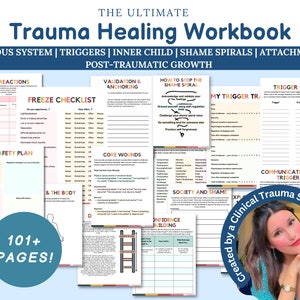 Trauma Healing Workbook | trauma therapy worksheets, PTSD worksheet, trauma recovery, somatic experience, trauma response