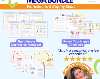 Depression worksheets, depression spiral, teen depression, depression coping skills, heal from depression, teen therapy, CBT worksheet