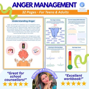Anger Management Workbook, anger therapy, anger worksheets, anger coping skills, stress management, emotional regulation, healing anger