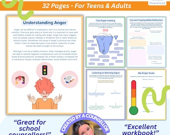 Anger Management Workbook, anger therapy, anger worksheets, anger coping skills, stress management, emotional regulation, healing anger