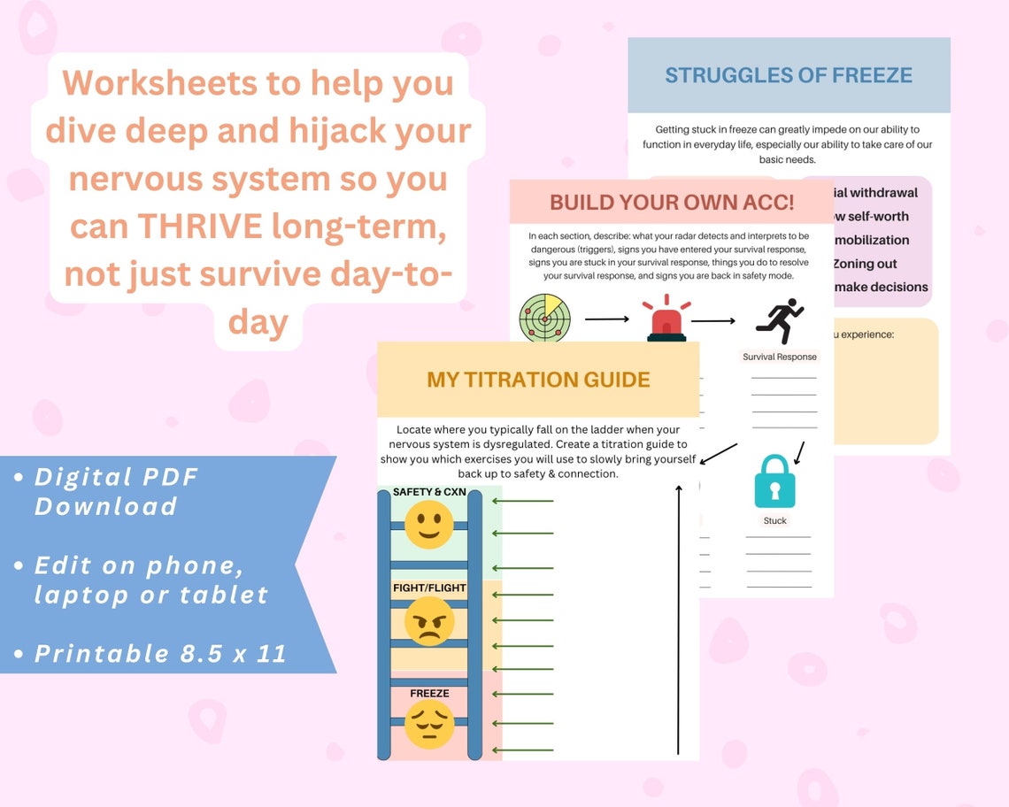 Fight Flight Freeze Workbook, Window of Tolerance, Trauma Response ...