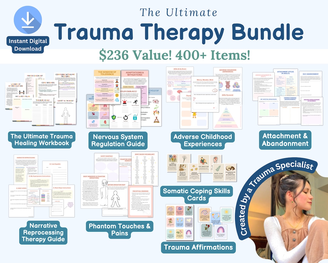Trauma Therapy Bundle Trauma Worksheets Nervous System - Etsy Canada