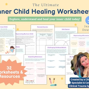 Inner Child Worksheets for Adults, reparenting inner child, attachment styles, childhood trauma worksheets, core wounds, inner child healing