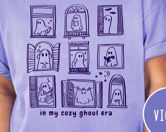 Cute Ghost Shirt Comfort Colors® Halloween Gift for Her Cozy Ghoul Tee Spooky Season Shirt Boo Ghost Graphic Fall Tee Halloween Costume