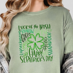 Lucky Clover T-Shirt: Garment-Dyed St Patrick&#39;s Day Tee