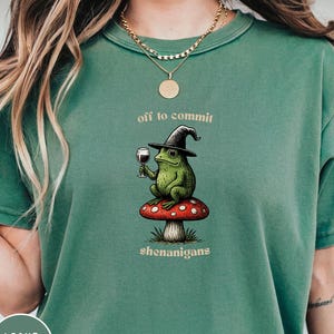 Frog Shirt Witchy Top Bookish Tee Off To Commit Shenanigans Shirt Cottagecore Frog Top Cozy Forest Witch Frog Shirt