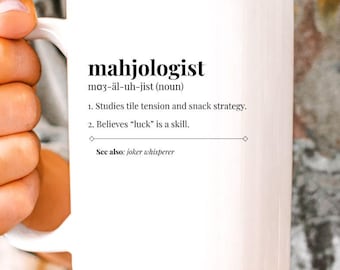 Mahjologist Dictionary Mug Funny Mahjong Gift Mah Jongg Lover Coffee Cup Game Night Gift Tile Player Ceramic