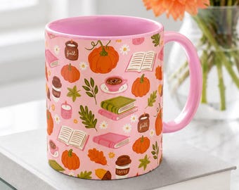 Pumpkin Book Autumn Mug Fall Bookworm Coffee Cup Cozy Reading Season Gift Thanksgiving Mug for Book Lover