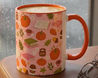 Pumpkin Book Autumn Mug Fall Bookworm Coffee Cup Cozy Reading Season Gift Thanksgiving Mug for Book Lover