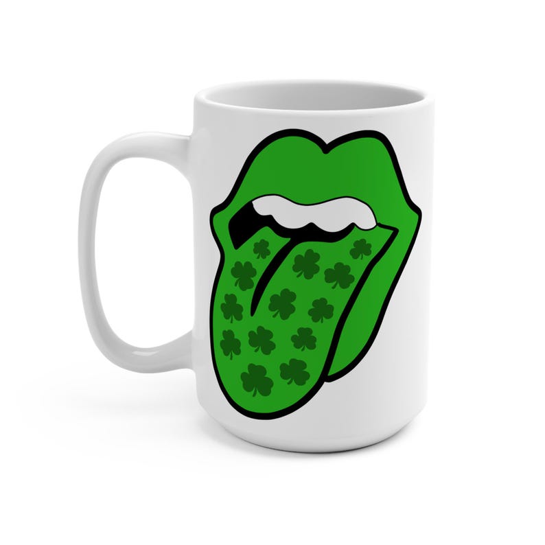 St Patricks Day Shamrock Lips Mug Funny Irish Coffee Cup Lucky Kiss Mug St Paddys Day Gift for Her image 4