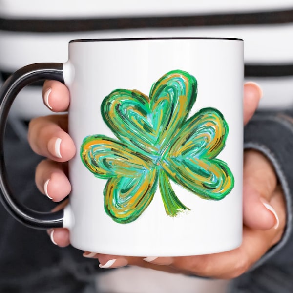 Mug trèfle de la Saint-Patrick, tasse de la Saint-Patrick, cadeau trèfle à 4 feuilles, tasse trèfle porte-bonheur, tasse à café, cadeau pour un ami, cadeau pour collègue