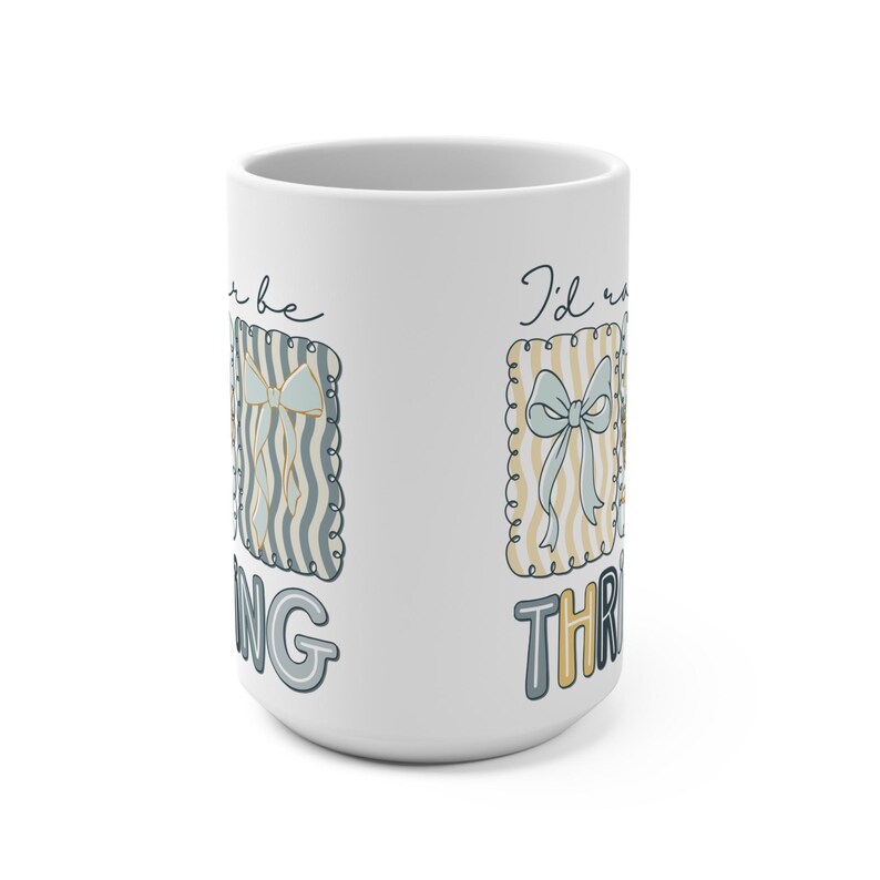 Id Rather Be Thrifting Mug Coquette Bow Vintage Coffee Cup Cottagecore Thrift Gift Pastel Ceramic Her image 3
