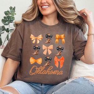 Oklahoma Coquette Bow Shirt State Pride Tee Cute Southern Cowgirl Top Country Girl Boho Retro Western Graphic Women Comfort Colors image 6
