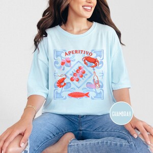 Aperitivo Shirt Italian Summer Tee Seafood Lover Gift Amalfi Vibes Top La Dolce Vita Graphic Women Comfort Colors afbeelding 5