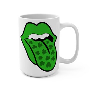 St Patricks Day Shamrock Lips Mug Funny Irish Coffee Cup Lucky Kiss Mug St Paddys Day Gift for Her image 2
