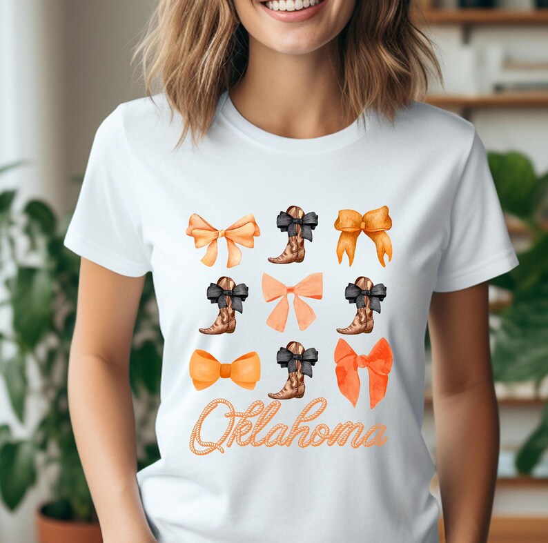 Oklahoma Coquette Bow Shirt State Pride Tee Cute Southern Cowgirl Top Country Girl Boho Retro Western Graphic Women Comfort Colors image 5