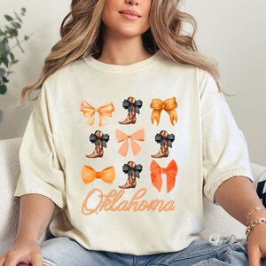 Oklahoma Coquette Bow Shirt State Pride Tee Cute Southern Cowgirl Top Country Girl Boho Retro Western Graphic Women Comfort Colors image 3