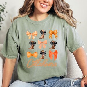 Oklahoma Coquette Bow Shirt State Pride Tee Cute Southern Cowgirl Top Country Girl Boho Retro Western Graphic Women Comfort Colors image 4