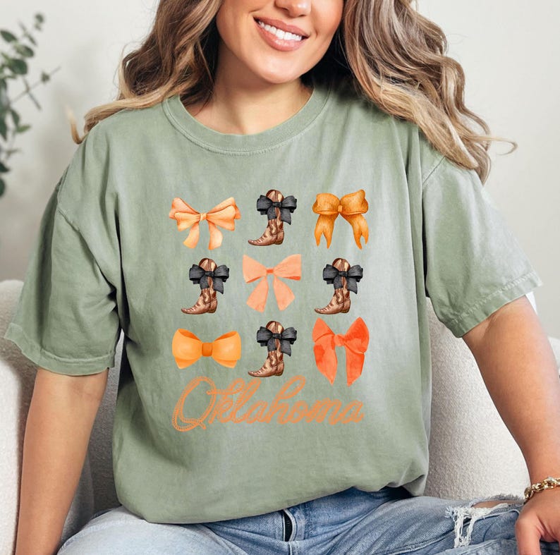 Oklahoma Coquette Bow Shirt State Pride Tee Cute Southern Cowgirl Top Country Girl Boho Retro Western Graphic Women Comfort Colors image 4