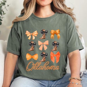 Oklahoma Coquette Bow Shirt State Pride Tee Cute Southern Cowgirl Top Country Girl Boho Retro Western Graphic Women Comfort Colors image 7